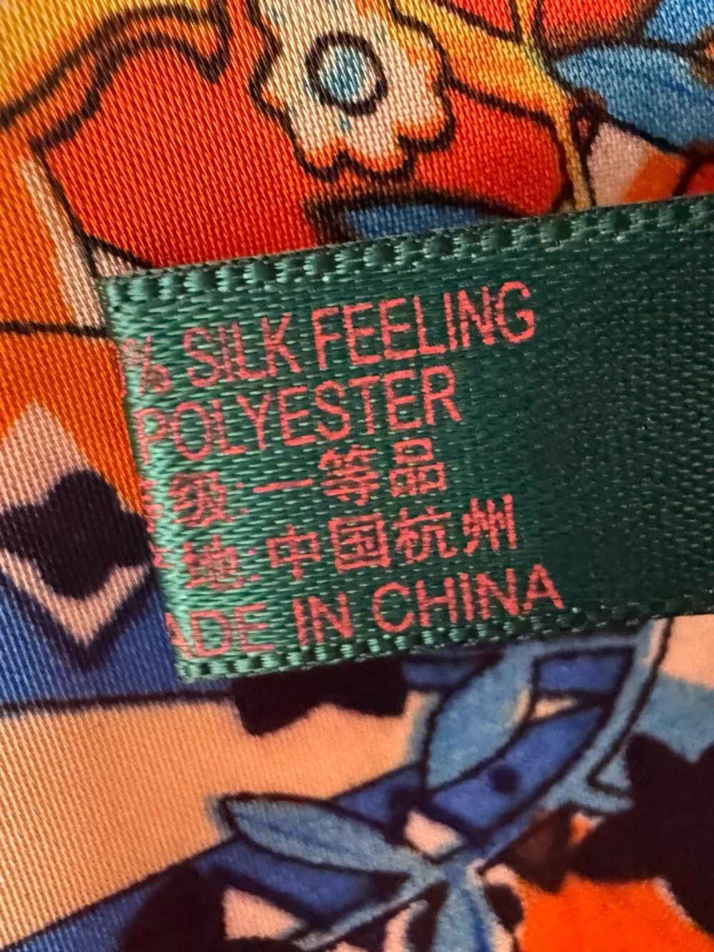 IM Tree Scarf 100% Silk Feeling Polyester Scarf Orange Blue White 35